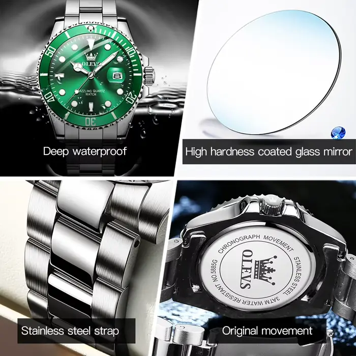 OLEVS 5885 montre à Quartz classique pour hommes de marque supérieure aiguilles lumineuses affichage du calendrier