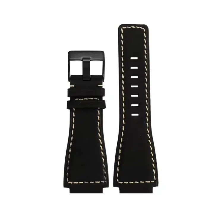 Pour Bell Ross B & R BR-01 BR-03 Hommes Bracelet de montre en cuir véritable Cirhide 35-24mm convexe silicone