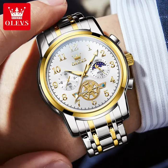 Montre-bracelet à quartz en acier inoxydable pour homme