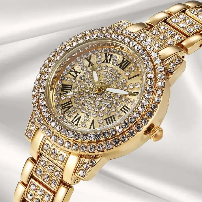 Brillant diamant montre de luxe femmes marque Quartz or Bracelet montres dames Zircon cristal haut élégant montre-Bracelet horloge cadeaux