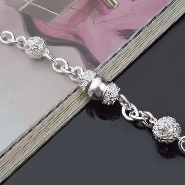 Nouveaux Bracelets en Argent Sterling 925 avec Breloques Géométriques Cercle et Chaîne pour Femme