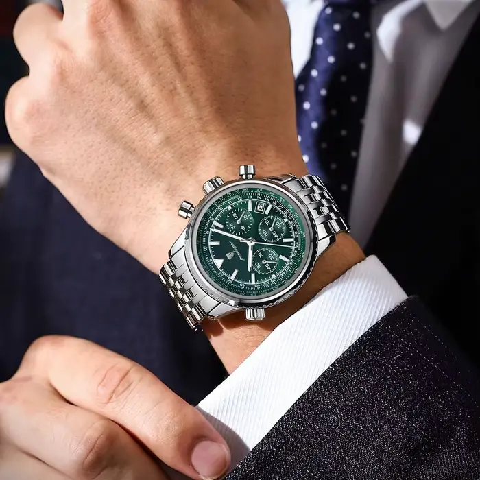 POEDAGAR montres de luxe pour hommes Date chronographe en acier inoxydable homme montre étanche lumineux Sport militaire