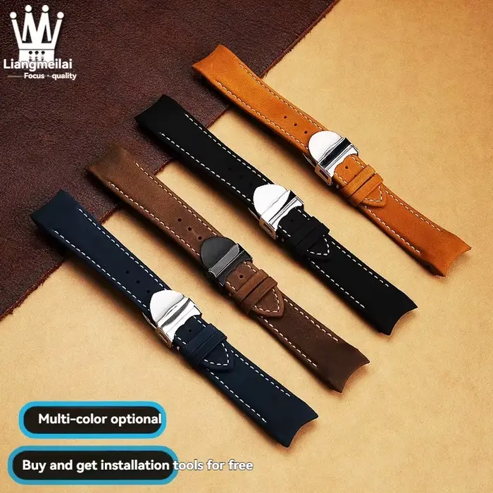 Montre en cuir incurvé avec Bracelet à bouche incurvée
