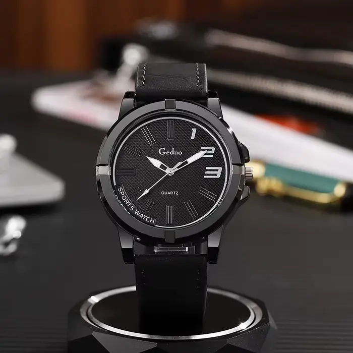 Grand cadran nouveauté mode décontracté hommes montre à Quartz 2025 haute qualité bracelet en cuir