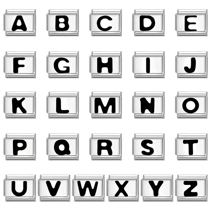 Bracelet italien coloré 26 lettres anglaises, breloque en acier inoxydable, couleur or incrusté de z