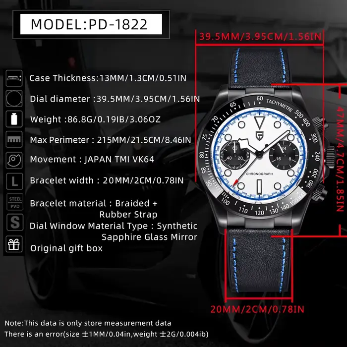 Montre à quartz Pagani Design Panda pour homme