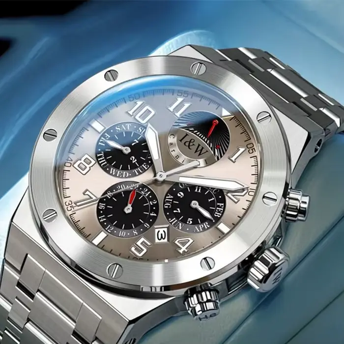 I & W – montre automatique pour hommes, 41mm, mécanique, étanche, saphir lumineux, multi-cadrans, mo