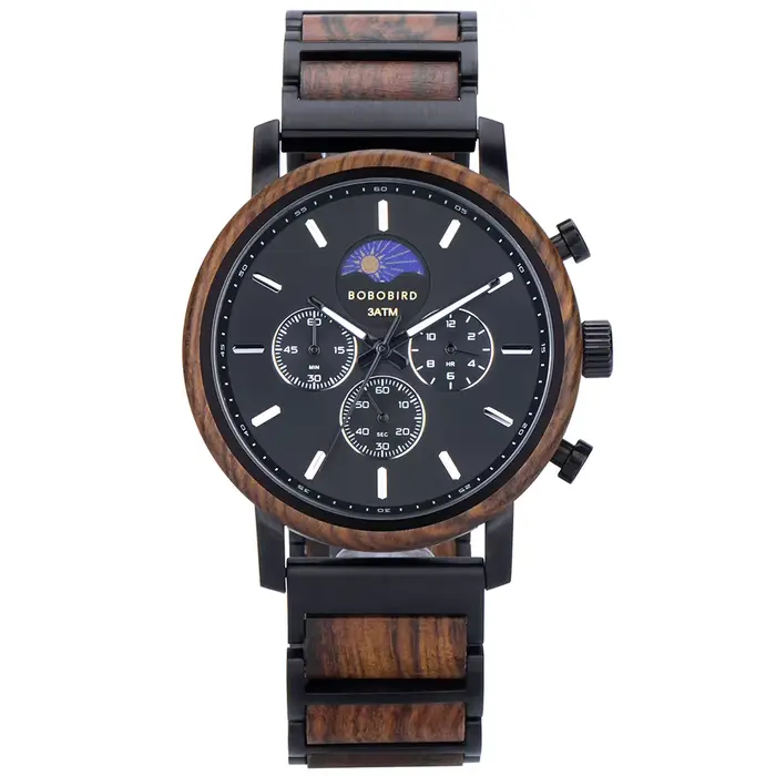 BOBO BIRD – montre en bois pour hommes, nouvelle montre-bracelet de luxe à Quartz, chronographe élég