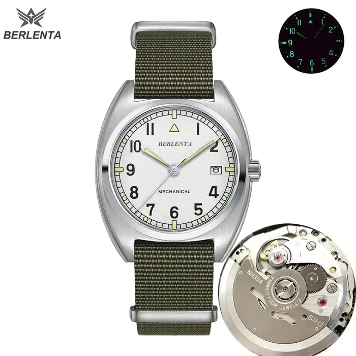 Montre de luxe en cuir cousue à la main de marque Berlenta