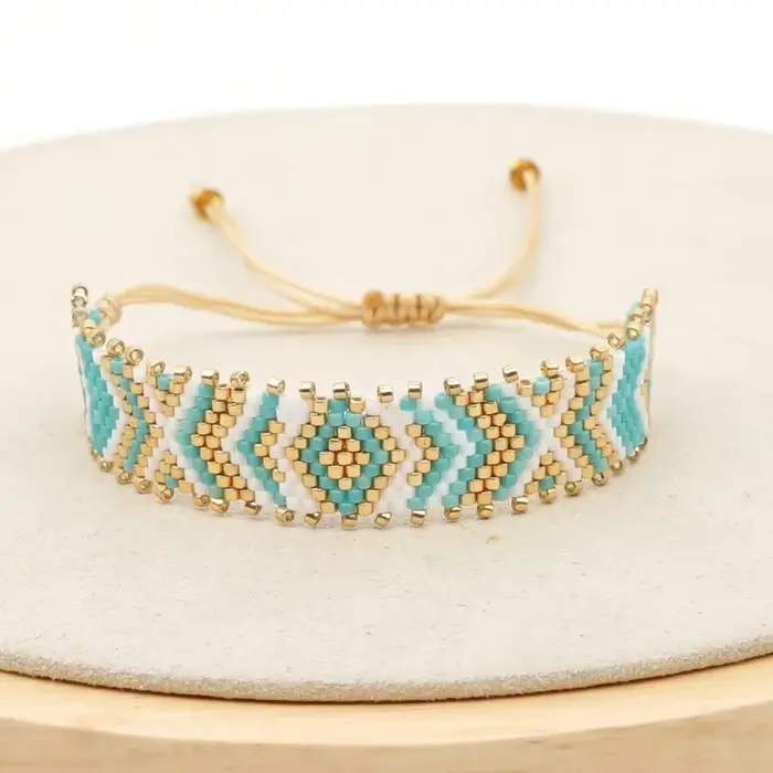 Bracelet de perles de riz tricot à la main vague graphique mode perlée géométrie Simple bohême femme mâle