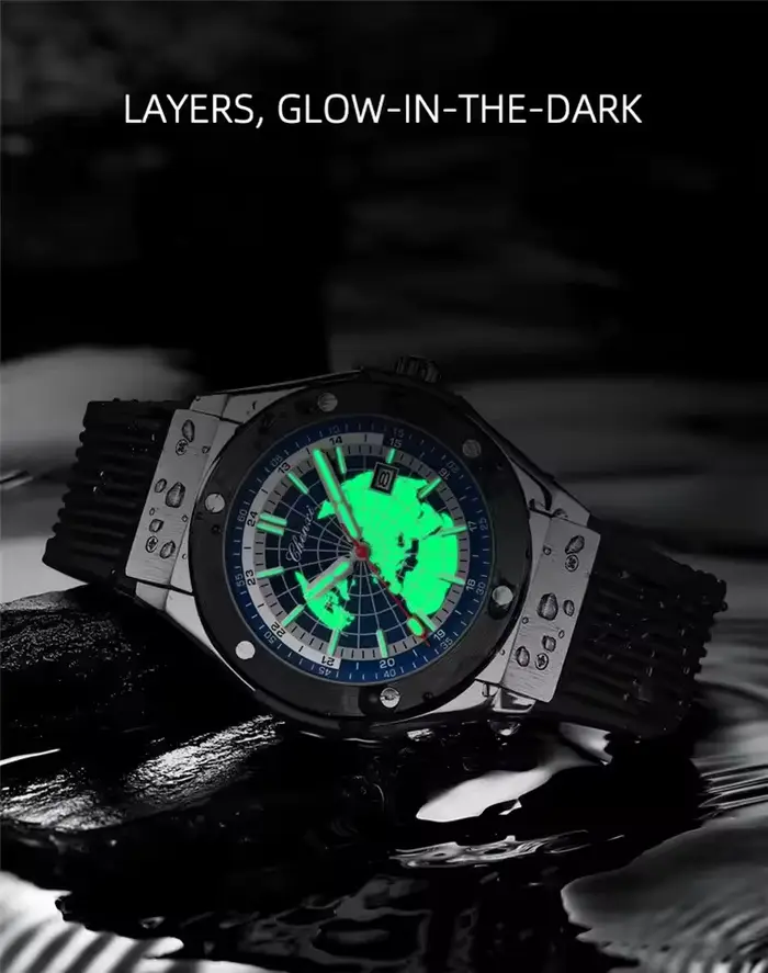 Montre homme Quartz avec cadran carte du monde résistante à l'eau pour aventuriers et amoureux de la géographie
