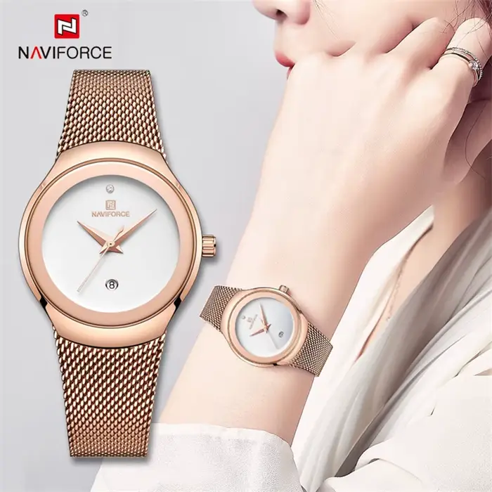 NAVIFORCE – montre-bracelet à Quartz en acier inoxydable pour femme et fille
