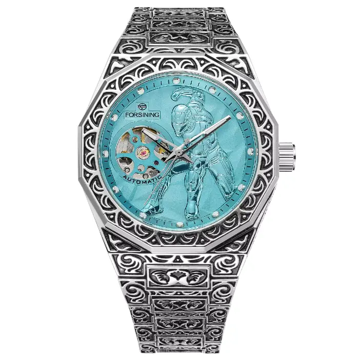 Montre Automatique FORSINING Squelette Rétro Vintage Bracelet Acier Occasions Spéciales Homme
