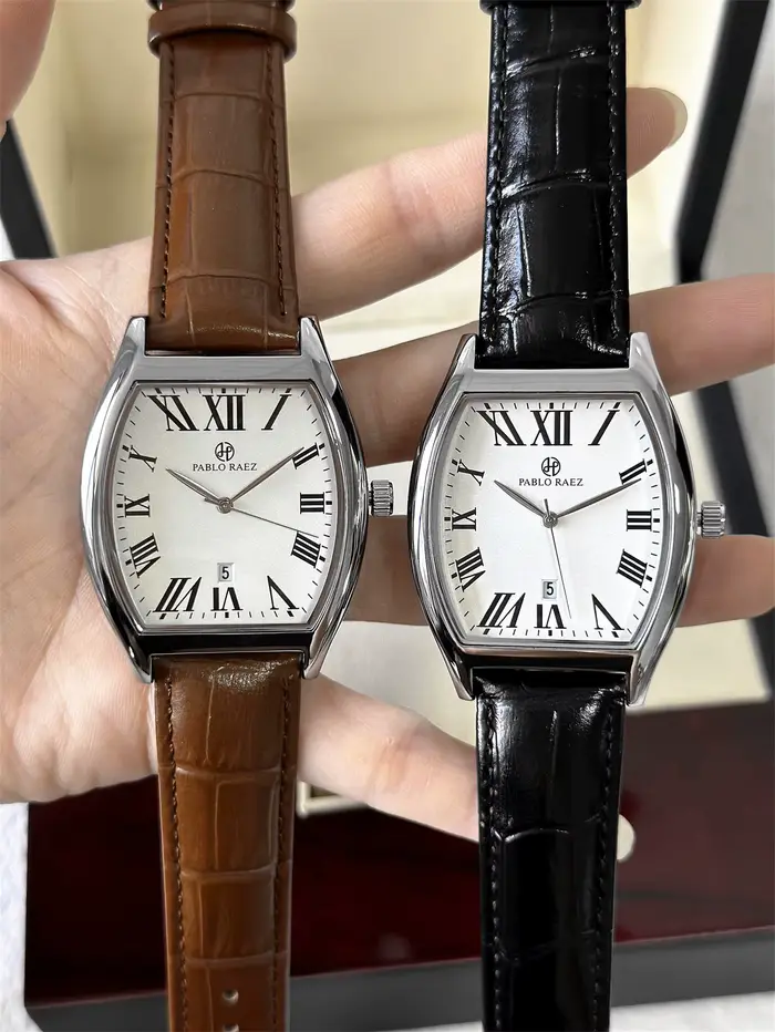 PABLO RAEZ luxe hommes Quartz montre en cuir barils forme étanche Date haut marque montre-bracelet