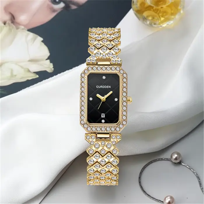 Montre CURDDEN Istro DDEN en alliage avec mouvement quartz pour femme, élégante et personnalisable pour diverses occasions spéciales