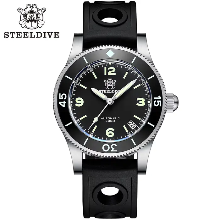 STEELDIVE-Montre de Plongée existent pour Homme, Cadran Noir Étanche, Lunette en Céramique Super Sho