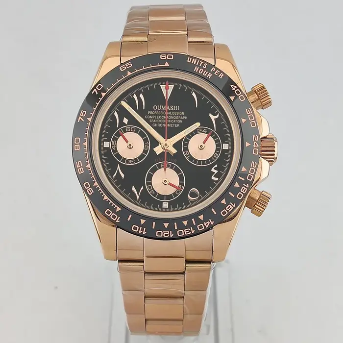 Montre OUMASHI en acier inoxydable avec chronographe résistante à l'eau pour hommes occassions spéciales