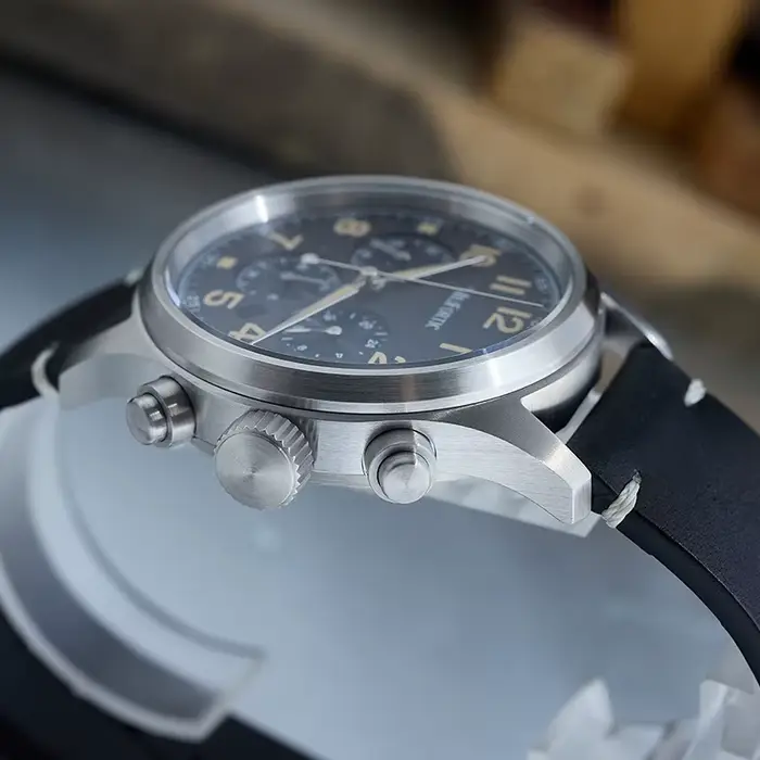 Milifortic 39mm homme chronographe montre VS75 mouvement à Quartz à énergie solaire rétro lumineux étanche