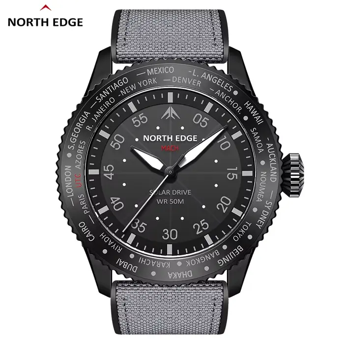 Montre à quartz cinétique légère, montre tactique d'extérieur, boîtier en alliage, diamètre 43 mm, é
