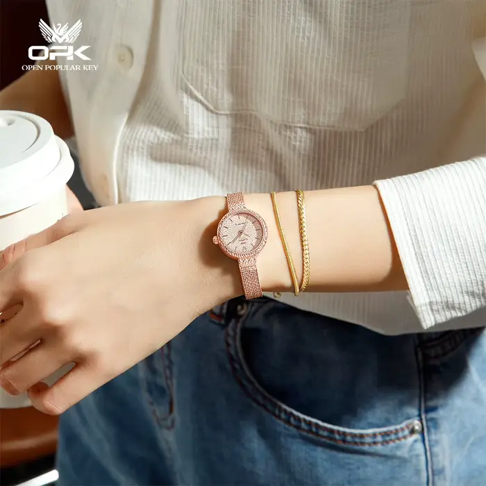 Montre OPK élégante et légère style japonais pour femmes occasions quotidiennes quartz résistante à l'eau