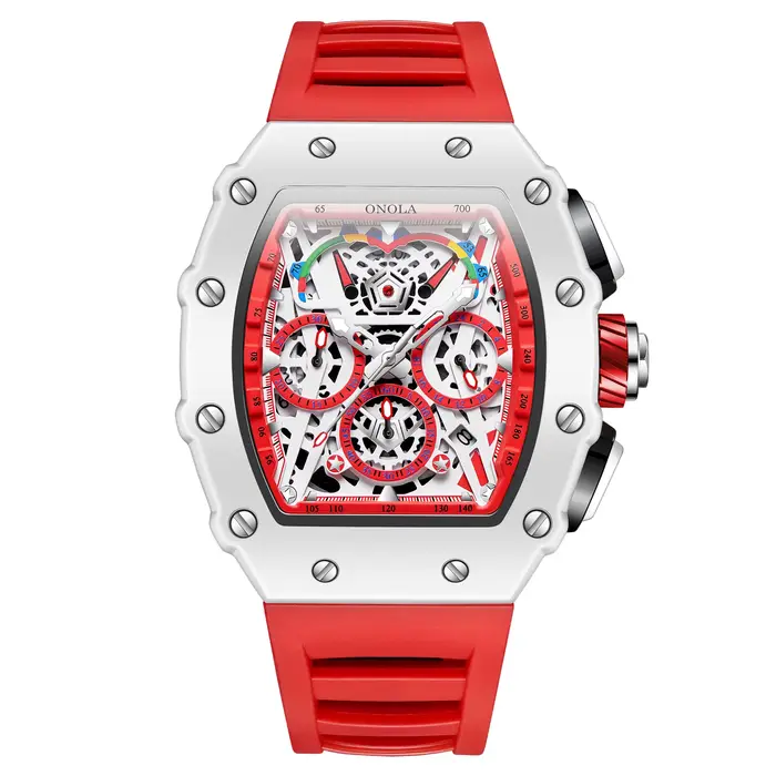 Montres pour homme ONOLA 6827W tendance blanc hommes montre étanche chronographe Quartz montre-brace