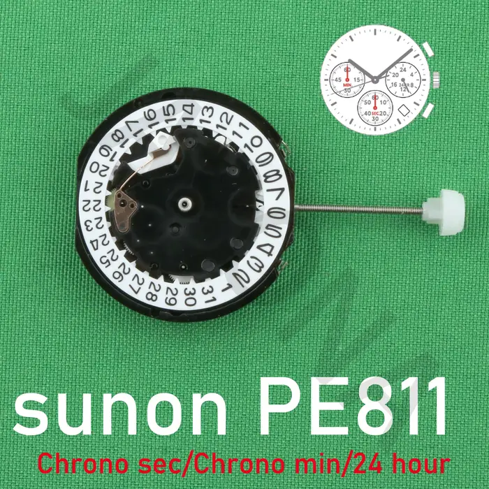 Sunon-Montre à mouvement à quartz PE811, montre à trois aiguilles avec 3 yeux et date, petit DNono,