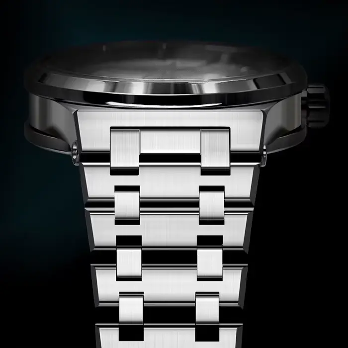Montre automatique homme 41mm acier inoxydable saphir multifonctionnels pour occasions spéciales style casual élégant