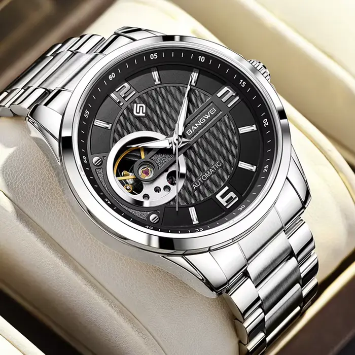 LIGE BANGWEI – montre mécanique automatique pour hommes, cadran vert, mode luxe, étanche, squelette,