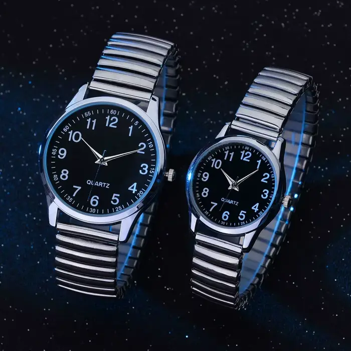 Montres couple mode et décontracté avec cadran à marqueurs de chiffres arabes pour homme et femme occasions spéciales