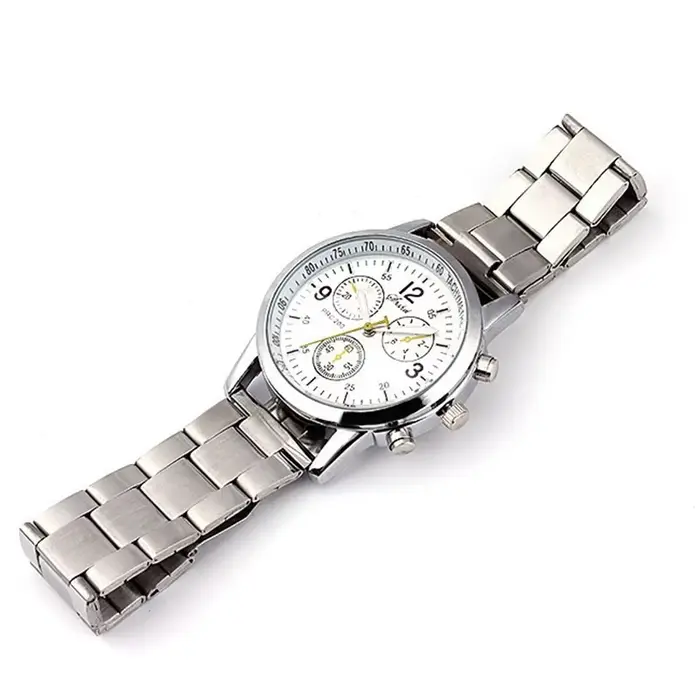 Nouvelle marque de luxe hommes montres à Quartz argenté pour homme