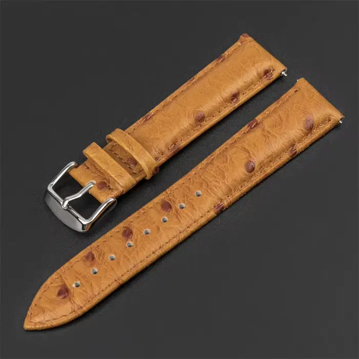 Bracelet en cuir de vache motif autruche 18mm 20mm 22mm dégagement rapide pour montres traditionnelles et intelligentes femmes occasions spéciales