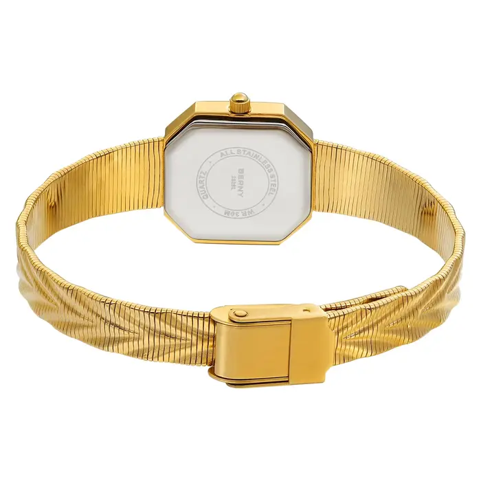 Montre dorée octogonale pour femme