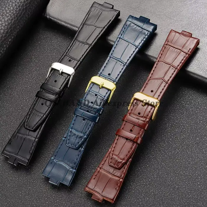 Bracelet de montre en cuir de vachette convexe pour Vacheron Constantin Overseas unisexe élégant pour homme et femme occasions spéciales et tous les jours