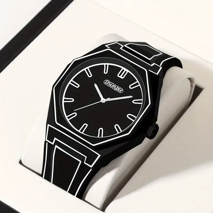 Montre-bracelet à quartz de style Preppy - Cadran rond
