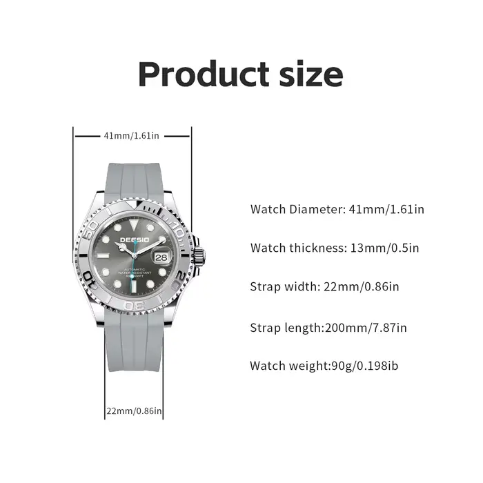 Deesio montre mécanique automatique hommes de luxe en acier inoxydable calendrier montre-bracelet étanche
