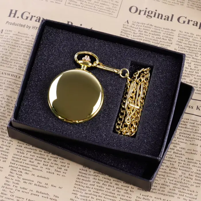 Montre de poche à Quartz dorée de luxe