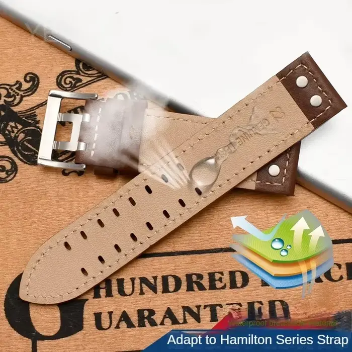 Pour Hamilton H 760250 Bracelet de montre en cuir de vache véritable