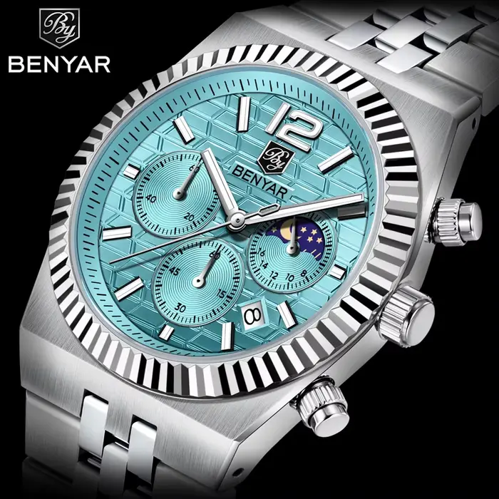 BENYAR nouveau 5225 montres à Quartz 40mm hommes montre multi fonctionnelle sport étanche chronographe saphir verre montre-bracelet cadeau