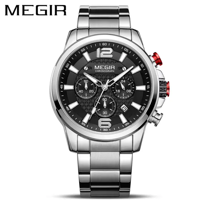 Montres de luxe MEGIR 2156 pour homme, en acier inoxydable, style minimaliste, tendance, marque haut
