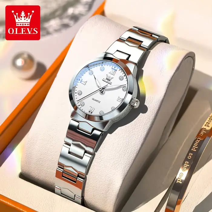 Montre OLEVS 3735 Elegance à mouvement à quartz original pour femme, cadran diamant, fonction lumine