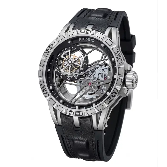 OBLVLO – montre militaire mécanique pour hommes, 46mm, avec cadran mécanique argenté, aiguilles lumi