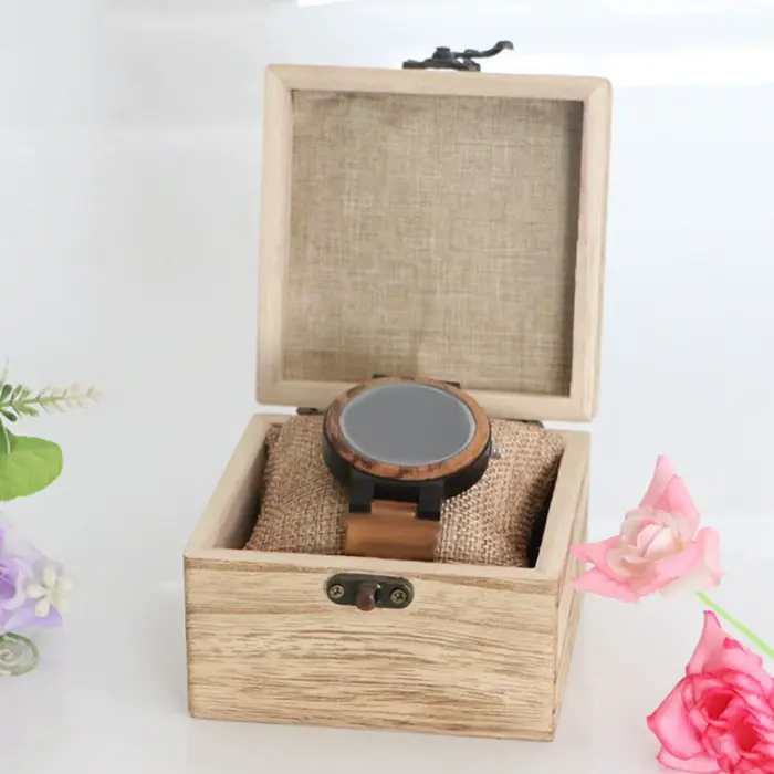 Étui de montre en bois unique pour hommes et femmes, doublure en lin doux de protection, boîte d'aff
