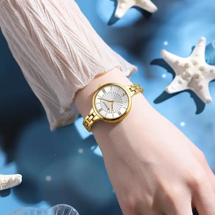 Montre à Quartz en Acier Inoxydable pour Femme Élégante Occasions Spéciales Décontractée Affaires Mode Casual