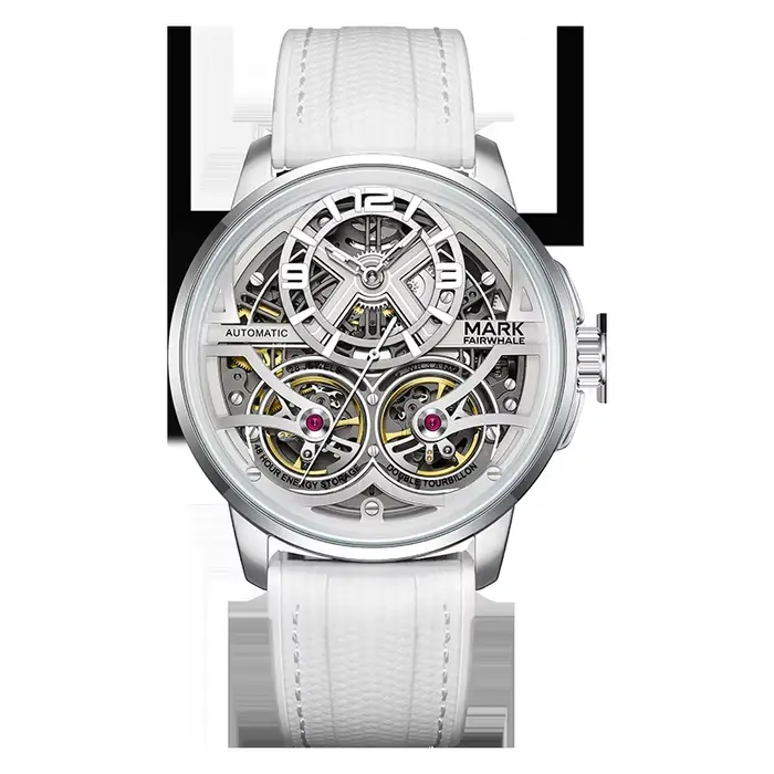 Montre-bracelet mécanique automatique pour homme Mark Fairwhale Fashion Tourbillon, bracelet en fluo