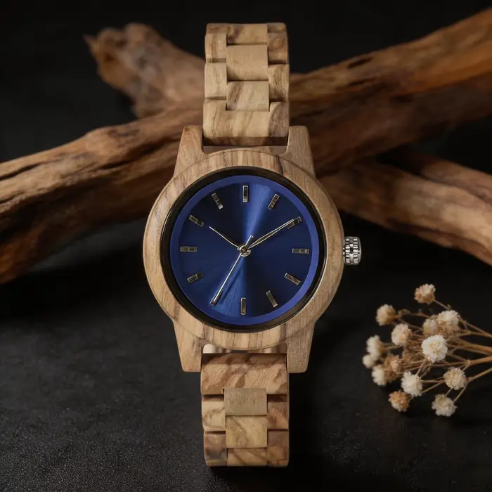 Montre en bois pour femme avec bracelet entièrement en bois