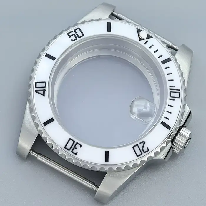 Boîtier de montre de plongée en céramique blanche, lunette saphir pour SeATM Nh35 Nh36 Nh34 Nh38 Eta
