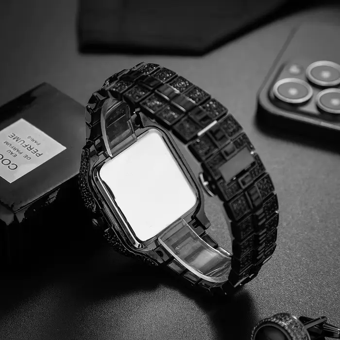 Montres pour hommes en diamant noir glacé Hip Hop Cool mâle femme montre à Quartz avec calendrier horloge à main lumineuse livraison directe