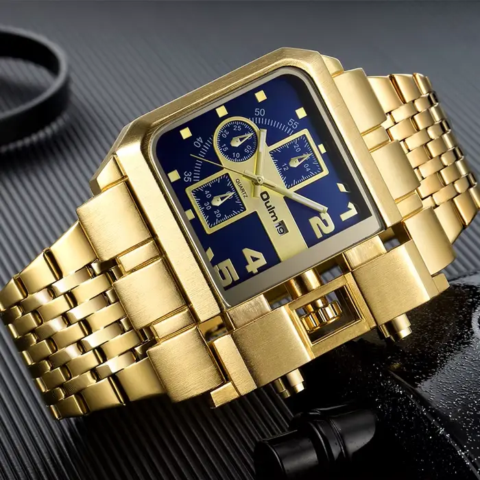 Oulm-Montre de marque de luxe en acier inoxydable pour homme