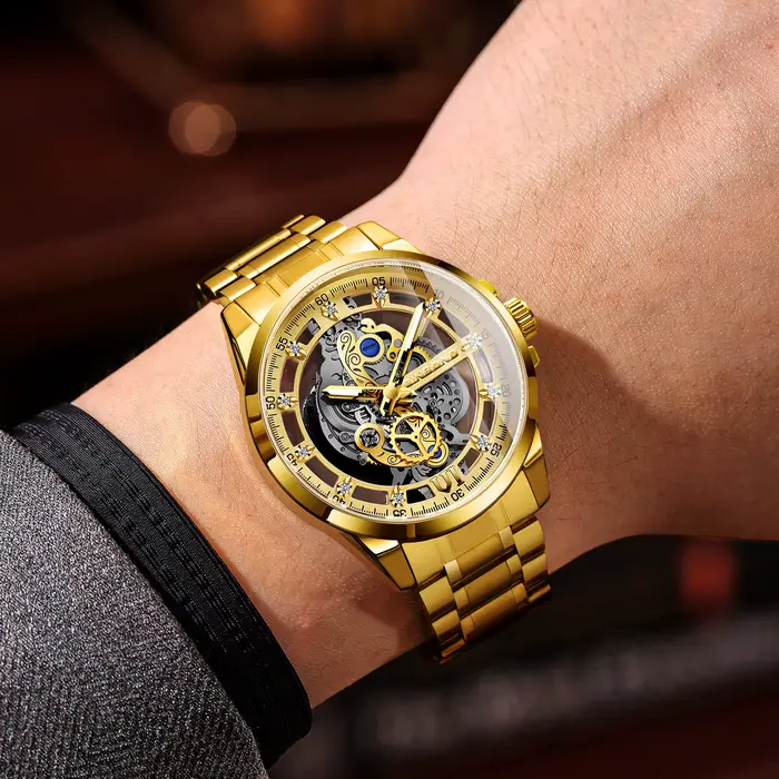 Montre-bracelet à quartz vintage de luxe BINBOND pour homme
