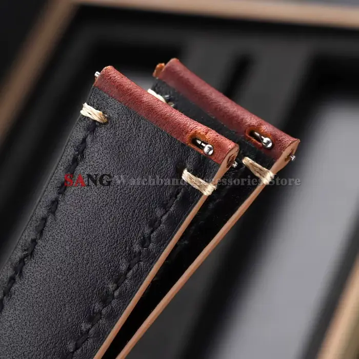 Bracelet de montre en cuir avec boucle papillon pour Citizen